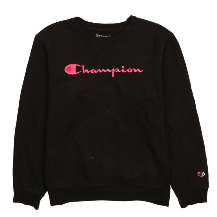 Champion Womens Black XL Pullover Sweatshirt with Pink Logo