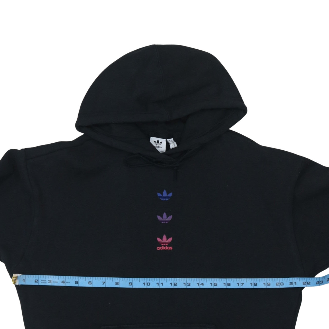 Adidas Womens Black XS Pullover Hoodie with Gradient Trefoil Logo