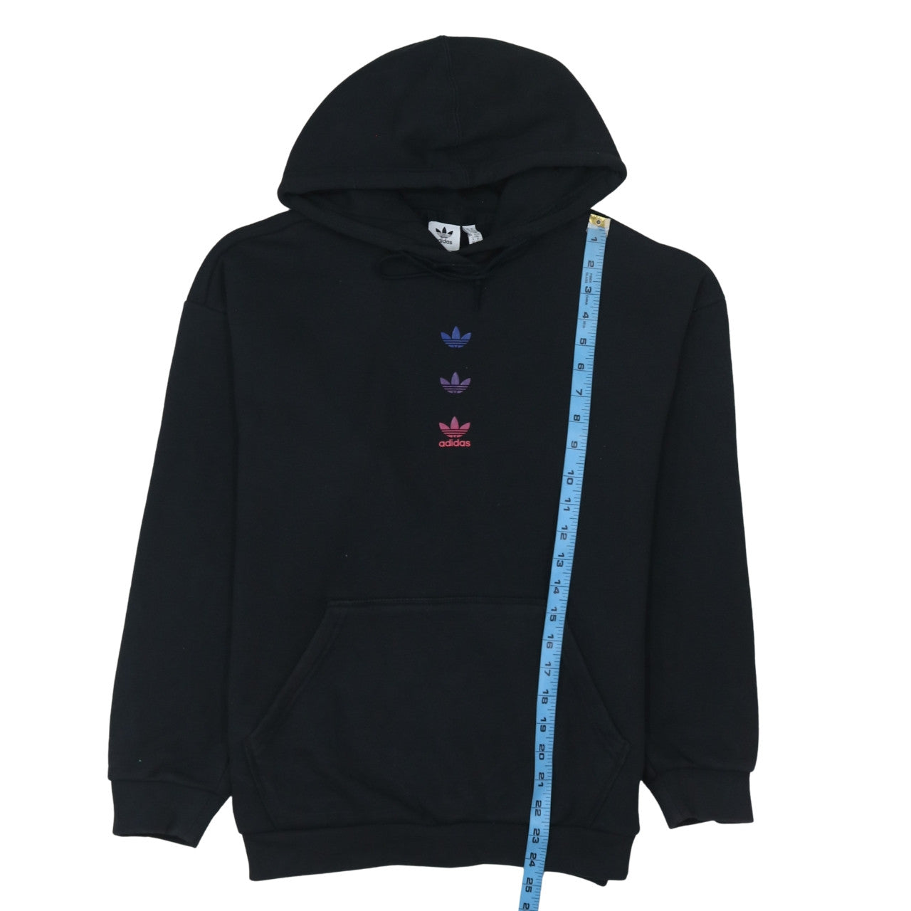 Adidas Womens Black XS Pullover Hoodie with Gradient Trefoil Logo