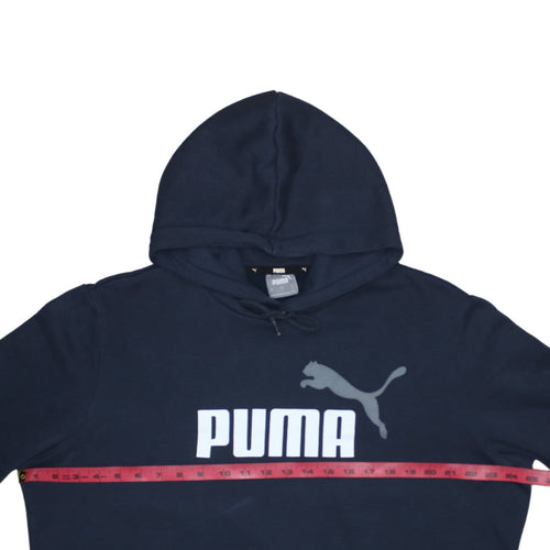 Puma Men's Blue Pullover Hoodie L Logo Print Sportswear