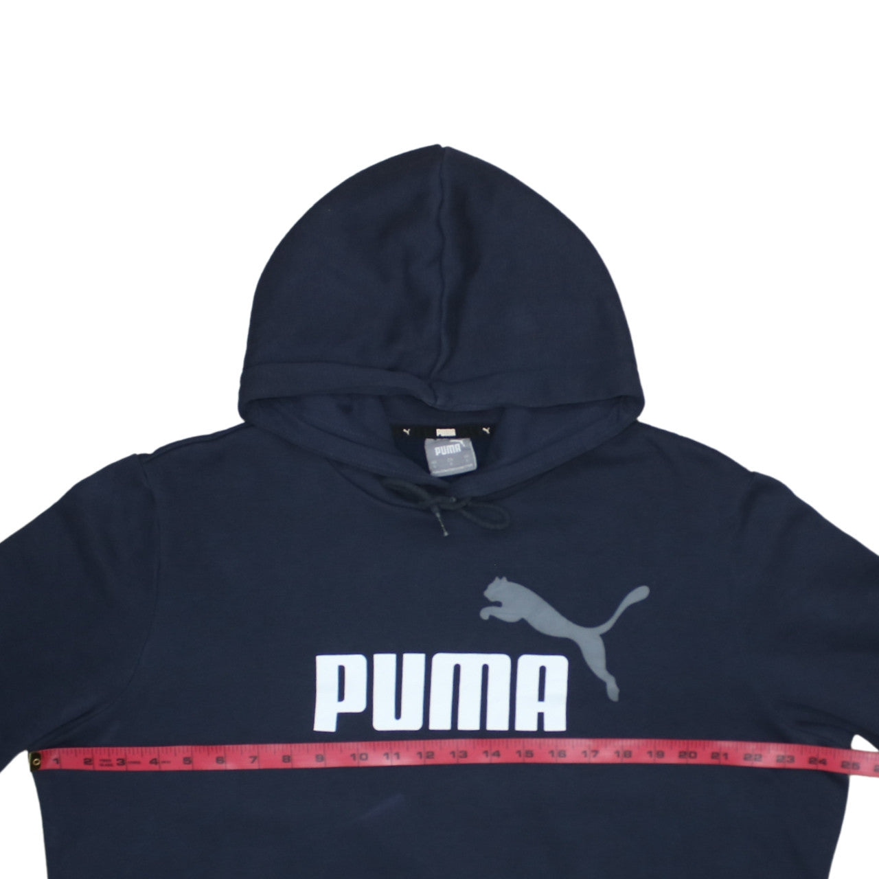 Puma Men's Blue Pullover Hoodie L Logo Print Sportswear