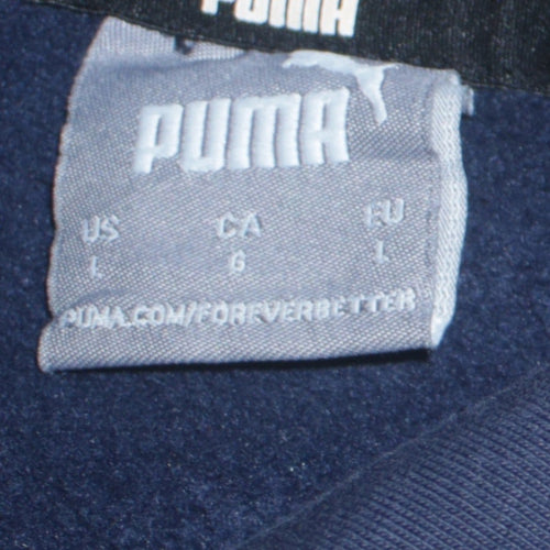 Puma Men's Blue Pullover Hoodie L Logo Print Sportswear