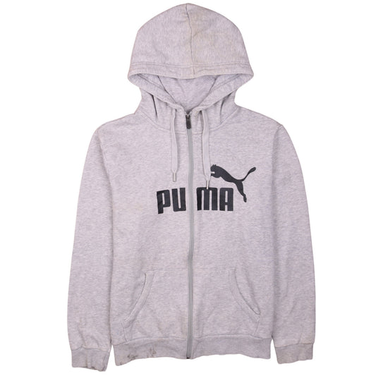 Puma Women's Grey Full Zip Hoodie Size 14 L Hooded Sweatshirt