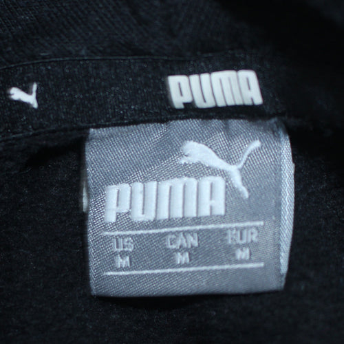 PUMA Men's Black Pullover Hoodie M Logo Fleece Sweatshirt