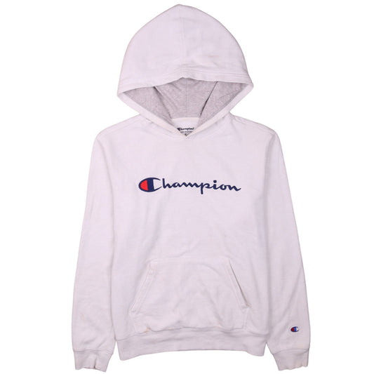Champion Men's White XL Pullover Hoodie with Embroidered Logo