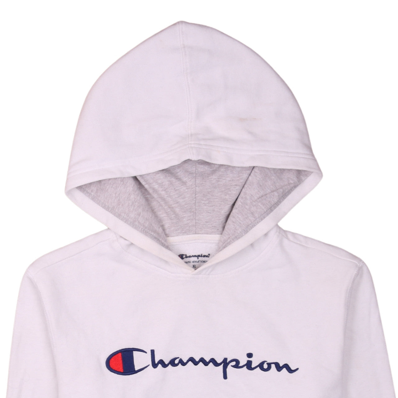 Champion Men's White XL Pullover Hoodie with Embroidered Logo