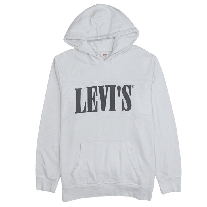 Levi's Men's White Pullover Hoodie L Logo Fleece Sweatshirt