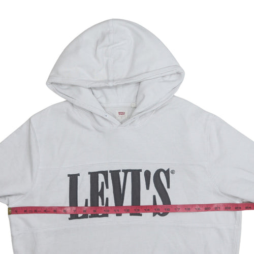 Levi's Men's White Pullover Hoodie L Logo Fleece Sweatshirt