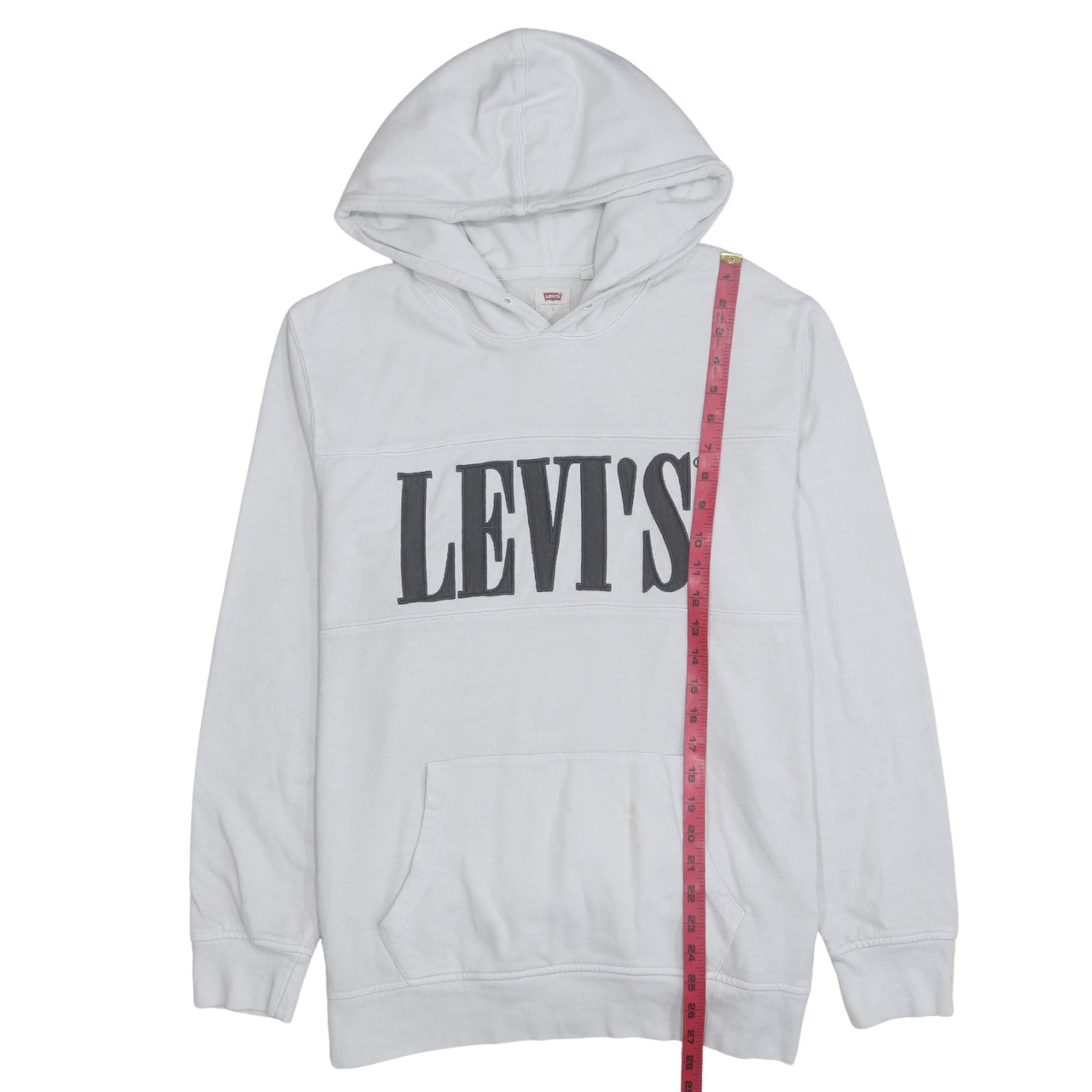 Levi's Men's White Pullover Hoodie L Logo Fleece Sweatshirt