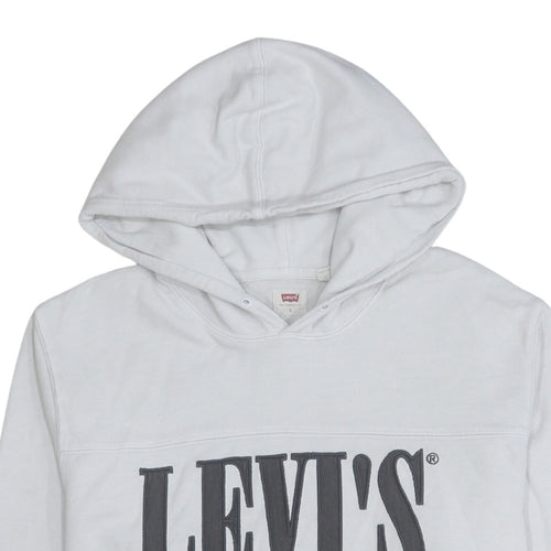 Levi's Men's White Pullover Hoodie L Logo Fleece Sweatshirt