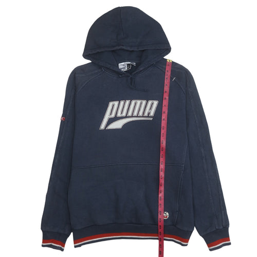 Puma Men's Blue Pullover Hoodie L Vintage Sports Graphic