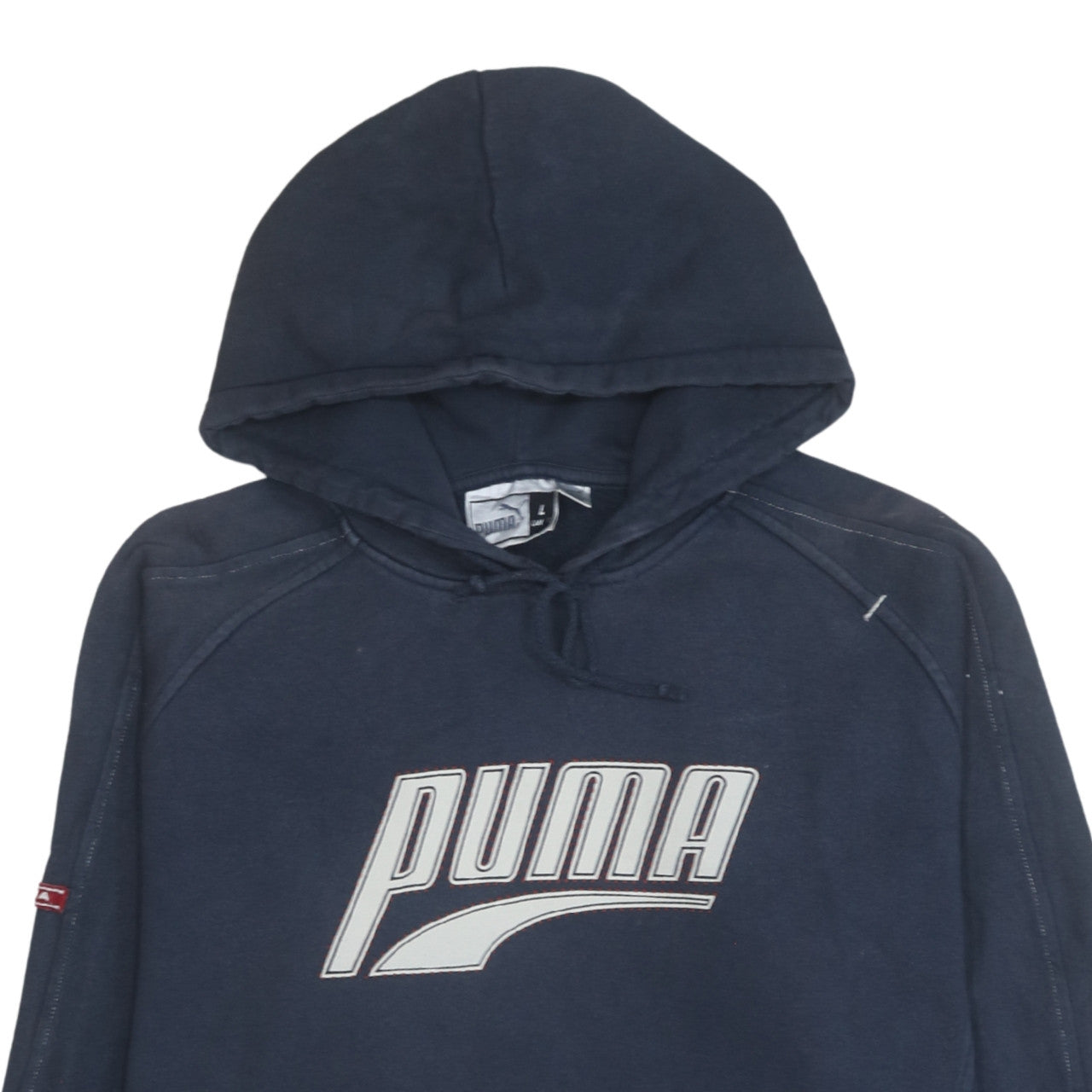 Puma Men's Blue Pullover Hoodie L Vintage Sports Graphic