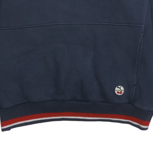 Puma Men's Blue Pullover Hoodie L Vintage Sports Graphic