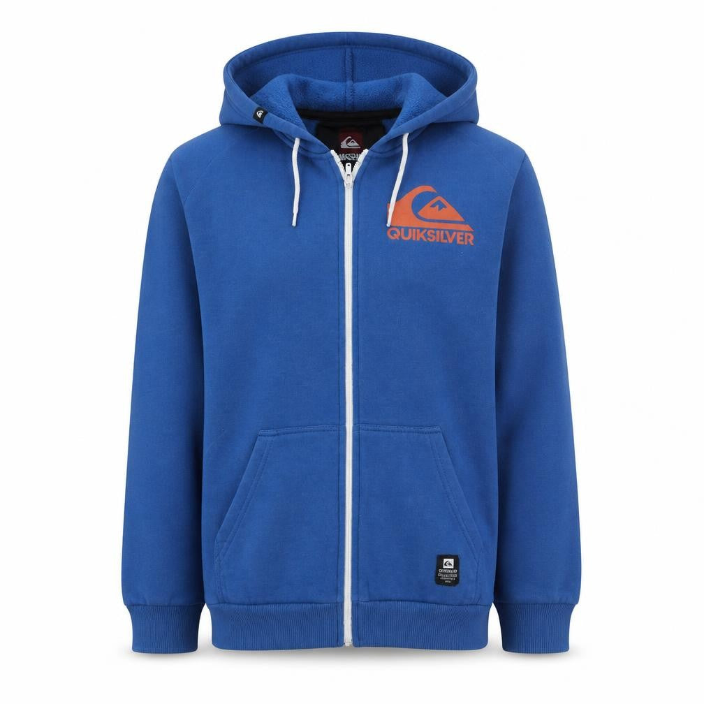 Quiksilver Boys Blue Full Zip Hoodie 13-14 Years Cotton Blend Fleece