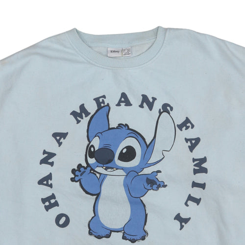 Disney Primark Women Blue Stitch Sweatshirt L Graphic Pullover