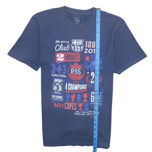 Nike FC Barcelona Navy Graphic T-Shirt Men L Short Sleeve Cotton
