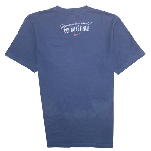 Nike FC Barcelona Navy Graphic T-Shirt Men L Short Sleeve Cotton
