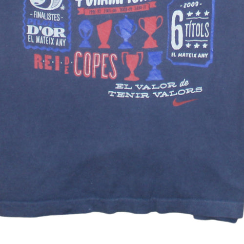 Nike FC Barcelona Navy Graphic T-Shirt Men L Short Sleeve Cotton