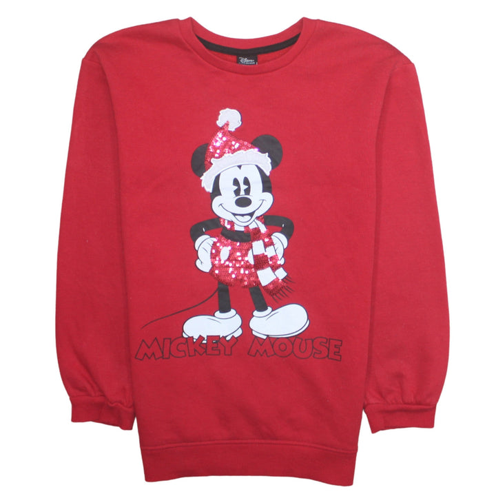 Disney at Primark Girls Red Mickey Mouse Sequin Christmas Sweatshirt 13-14 Years