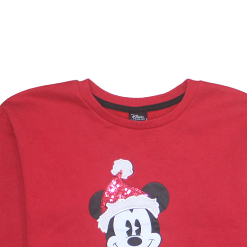 Disney at Primark Girls Red Mickey Mouse Sequin Christmas Sweatshirt 13-14 Years