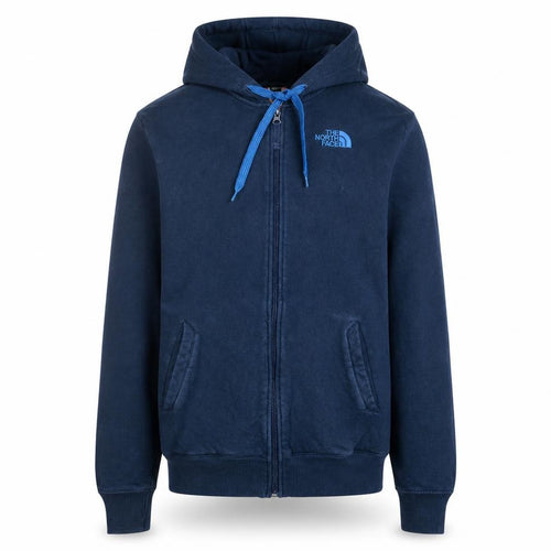 The North Face Men's Blue Small Hooded Full Zip Cotton Activewear Jacket