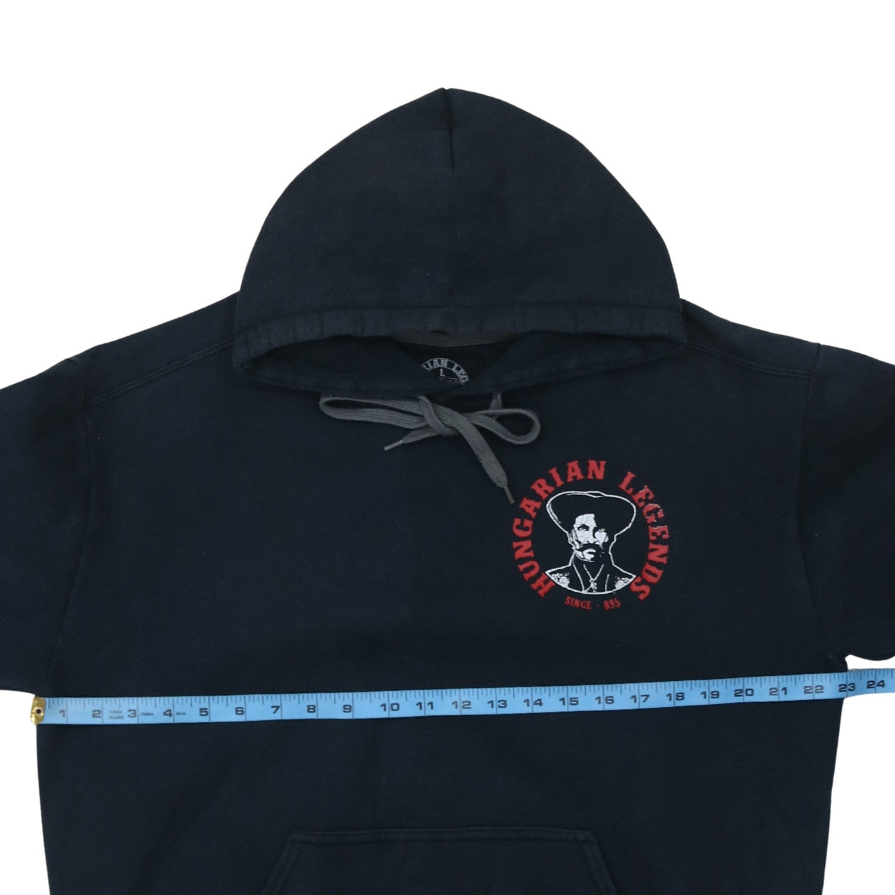 Hungarian Legends Men's Black Cotton Pullover Hoodie L Graphic Print