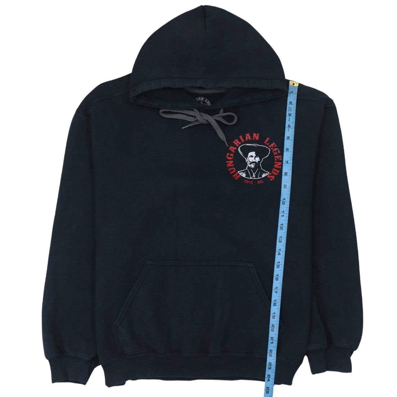 Hungarian Legends Men's Black Cotton Pullover Hoodie L Graphic Print