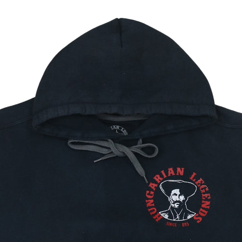 Hungarian Legends Men's Black Cotton Pullover Hoodie L Graphic Print