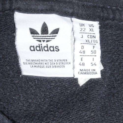 Adidas Womens Black Full Zip Hoodie Size 22 XL Cotton Casual