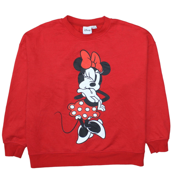 Disney Women Red Minnie Mouse Sweatshirt XL Crew Neck Pullover