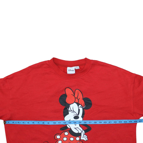 Disney Women Red Minnie Mouse Sweatshirt XL Crew Neck Pullover