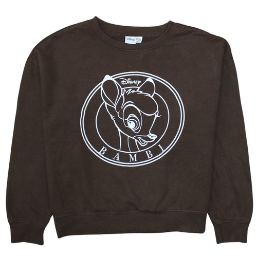 Disney Primark Women Brown Bambi Sweatshirt Size S Crew Neck Pullover