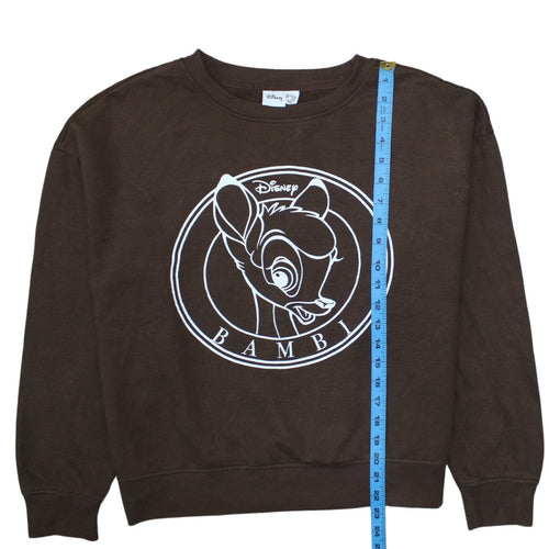Disney Primark Women Brown Bambi Sweatshirt Size S Crew Neck Pullover