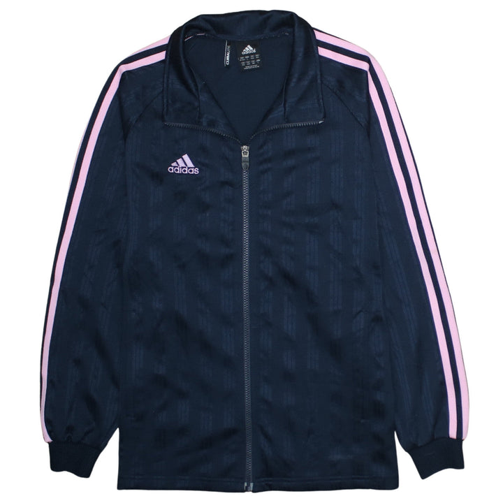 adidas Girls Blue Pink Stripe Climalite Track Jacket Size 13-14 Years