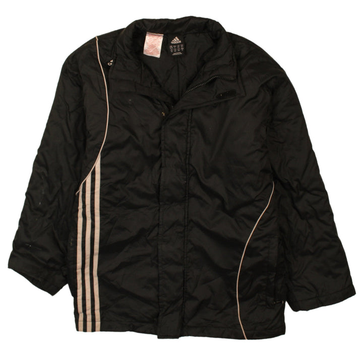 Adidas Boys Black 152 Track Jacket Full Zip Hooded Winter Activewear Coat