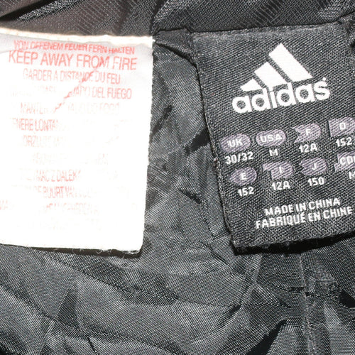 Adidas Boys Black 152 Track Jacket Full Zip Hooded Winter Activewear Coat