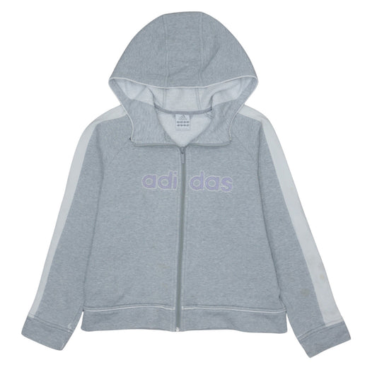 Adidas Women Grey Full Zip Hoodie Size 14 Logo Pullover Sweatshirt
