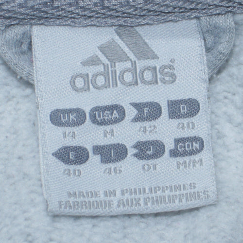 Adidas Women Grey Full Zip Hoodie Size 14 Logo Pullover Sweatshirt