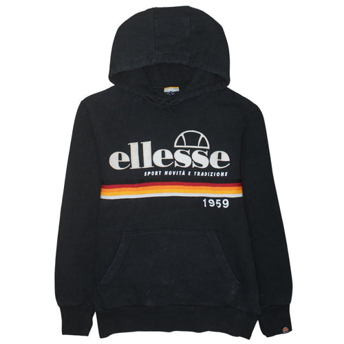 Ellesse Men's Black Pullover Hoodie M Retro Logo Sportswear