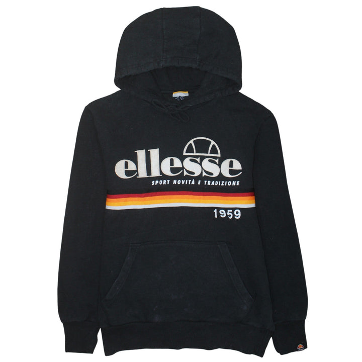 Ellesse Men's Black Pullover Hoodie M Retro Logo Sportswear