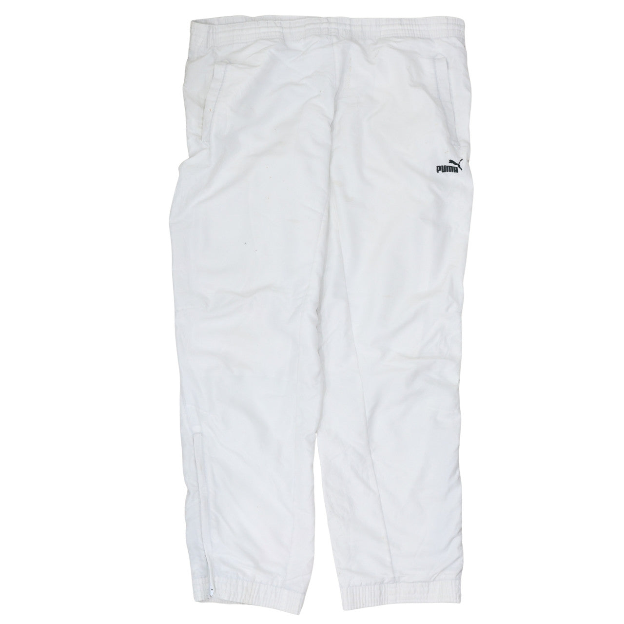 Puma Men's White Track Pants Size M Polyester Blend Elastic Waist