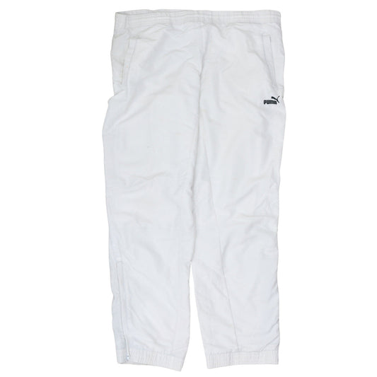 Puma Men's White Track Pants Size M Polyester Blend Elastic Waist