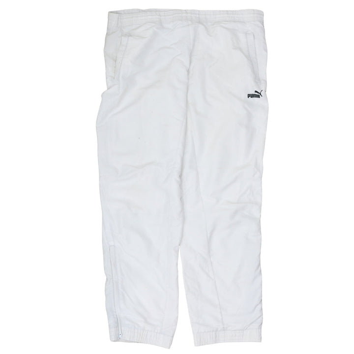 Puma Men's White Track Pants Size M Polyester Blend Elastic Waist