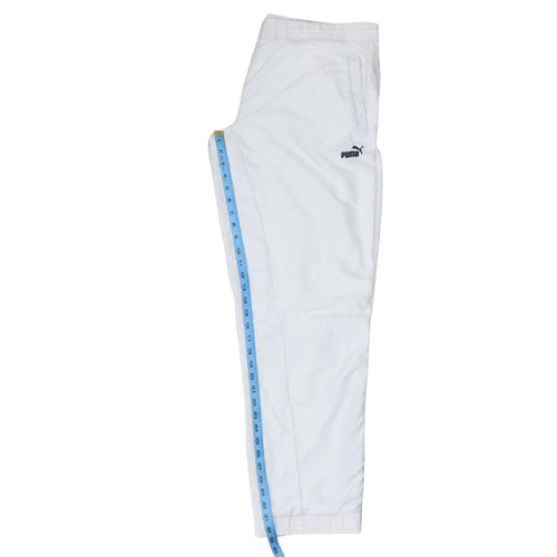 Puma Men's White Track Pants Size M Polyester Blend Elastic Waist