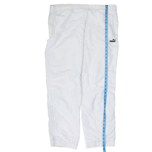 Puma Men's White Track Pants Size M Polyester Blend Elastic Waist