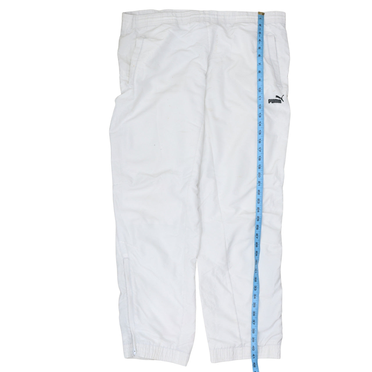 Puma Men's White Track Pants Size M Polyester Blend Elastic Waist