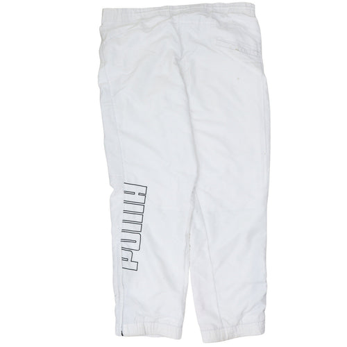 Puma Men's White Track Pants Size M Polyester Blend Elastic Waist