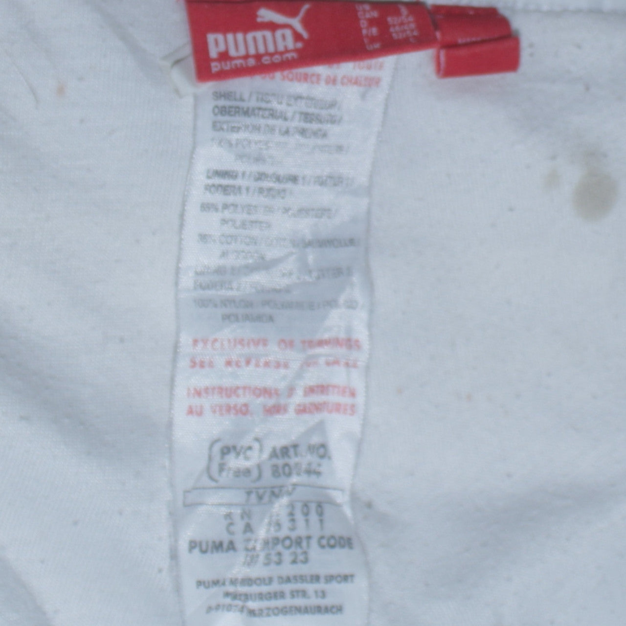 Puma Men's White Track Pants Size M Polyester Blend Elastic Waist