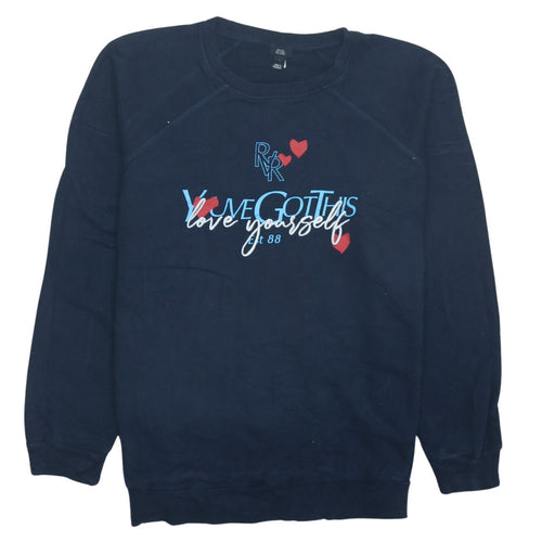 River Island Men’s Blue Pullover Sweatshirt S Love Yourself Graphic