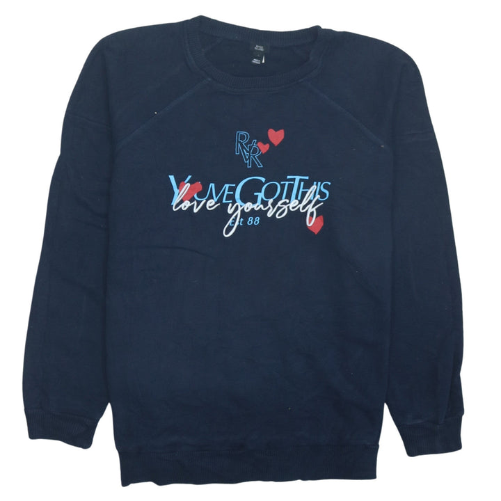 River Island Men’s Blue Pullover Sweatshirt S Love Yourself Graphic